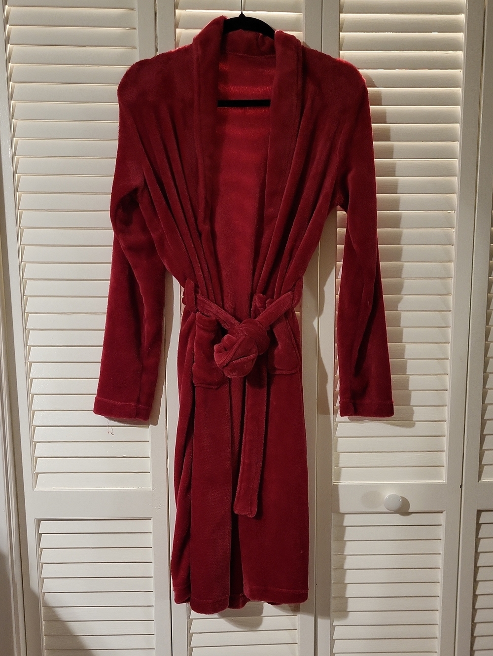 Source Unknown Plush Shawl Collar Robe -  Red